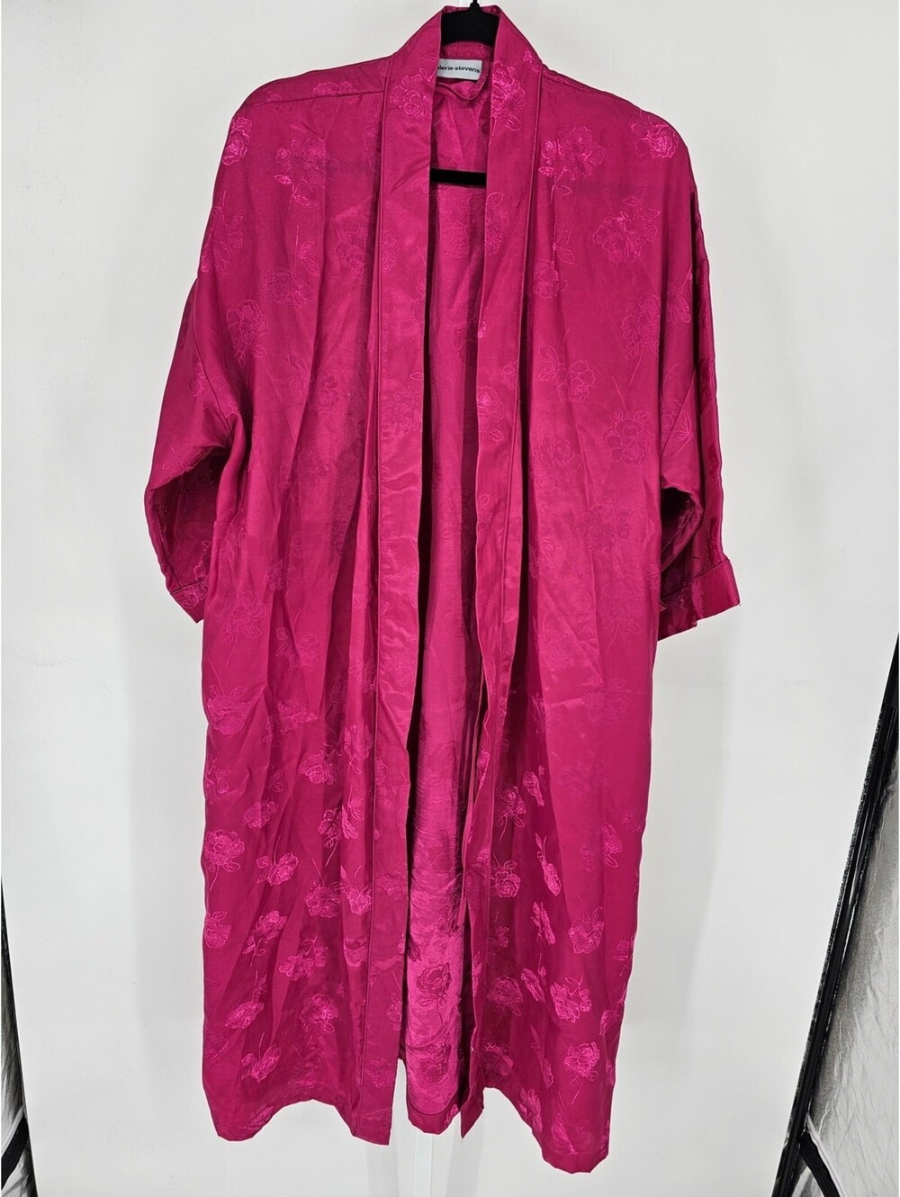 Vintage Valerie Stevens Womens Sz L Midi Length Satin Robe Bright Pink